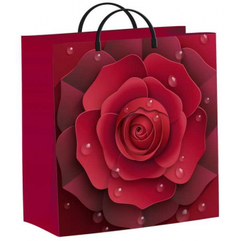 Пакет 30х30х9см мягкий пластик 140мкм ламинированный с пластиковой ручкой, Объемный цветок арт.н00179463