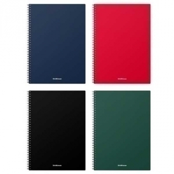 Тетрадь А4 60л в клетку на спирали ErichKrause Classic, пластиковая обложка, ассорти арт.49672