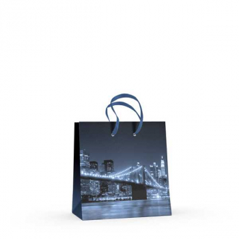 Пакет подарочный 16,5х16,5х9,2см бумажный, Города, матовая ламинация, 2 вида арт.2-108/5