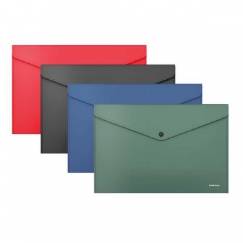 Папка-конверт А4 на кнопке ErichKrause Fizzy Classic, 140мкм, непрозрачная, ассорти арт.50179