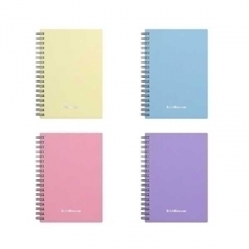 Тетрадь А6 80л в клетку на спирали ErichKrause Pastel, пластиковая обложка, ассорти арт.50161