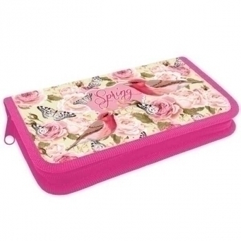 Пенал л/т 1-отдел. средний 190*115, ламинат, Софт тач, арт.ПКК 03-6 Цветы и птицы