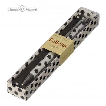 Ручка Bruno Visconti  Felicita.BlackWhite.ГОРОШЕК шарик.авт.в карт.футляре,0.7мм,синяя,метал.корп. арт.20-0263/11