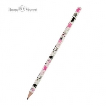 Карандаш Bruno Visconti HB ч/гр. HappyGraphix. Розовые котята, трехгранный арт.21-0030/05