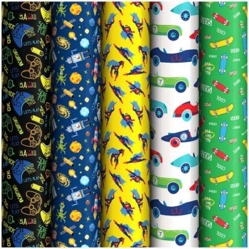 Бумага подарочная 70*100см, Играй, катай, летай! в рулонах, 90 г/м2, 1 лист, глянцевая, ассорти арт.ПБ100м_32875