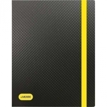 Папка А4 на резинке deVENTE Monochrome 320*235 мм, 500 мкм, 3 клапана, черная с неоновым желтым, арт. 3070914