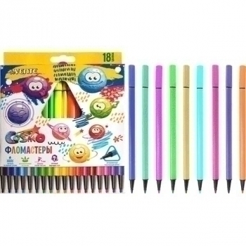 Фломастеры deVENTE 18 цв. в картонной упаковке Cosmo. TRIO, трехгранные, арт. 5082918