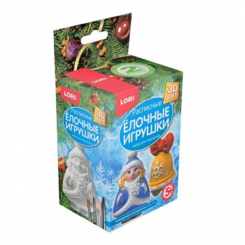 Набор для детского творчества - 3D Art. Новогодний. Роспись елочных игрушек Снегурочка и колокольчик арт.Ир-014