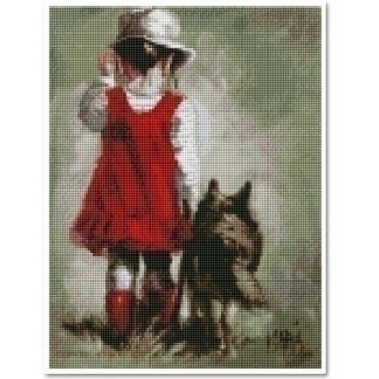 Алмазная мозаика 30*40см Девочка с собакой арт.34VD79
