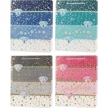 Пакет подарочный 18x23x10 см бумажный deVENTE Diamonds, конгрев, фольгирование, 210 г/м2, арт. 9041023