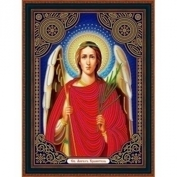 Алмазная мозаика 30*40см, частичная выкладка Иконы Святой Ангел Хранитель арт.ZJB002_синий