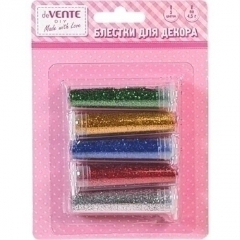 Блестки (глиттер) 4,5 гр*5 цв, для декоративных работ в блистере, ассорти арт. 8003001