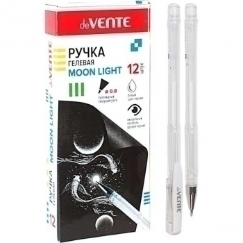 Ручка гелевая deVENTE Moonlight, 0.8мм, чернила с эффектом Highlighter, белая арт. 5051012