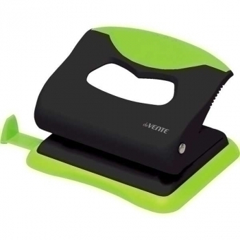 Дырокол (20 л) deVENTE MonoChrome пластик, с линейкой, в карт. кор., черный с неоновым зеленым арт. 4020004