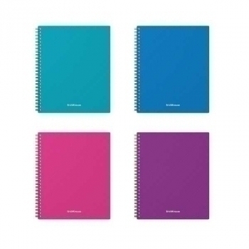 Тетрадь А5+ 80л в клетку на спирали ErichKrause Glance Vivid, пластиковая обложка, ассорти арт.53144