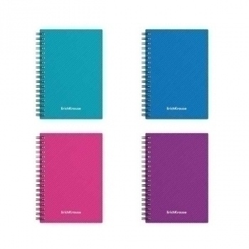 Тетрадь А6 80л в клетку на спирали ErichKrause Glance Vivid, пластиковая обложка, ассорти арт.53143