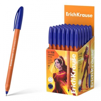 Ручка шариковая ErichKrause U-108 Orange Stick, 0.7мм, игольч. узел, одноразовая, синяя арт.47582