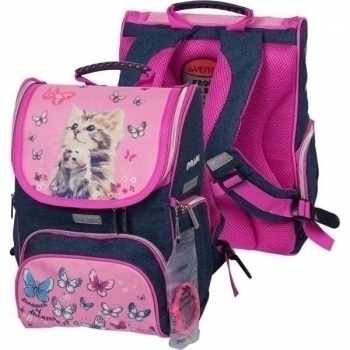 Ранец школьный deVENTE Mini. Cute Cat 35х26х20, 1 отделение, 1 передний карман, 2 боковых кармана, арт. 7030113
