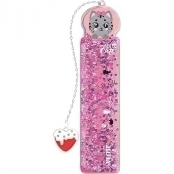 Линейка 15 см deVENTE 100% Cute.Cat, ПВХ, с рисунком и блестками внутри, арт. 5091019