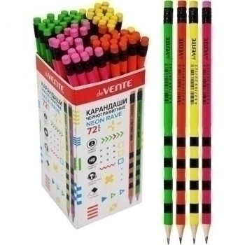 Карандаш deVENTE HB ч/гр. с ластиком, Neon Rave, круглый, заточенный, арт. 5032905