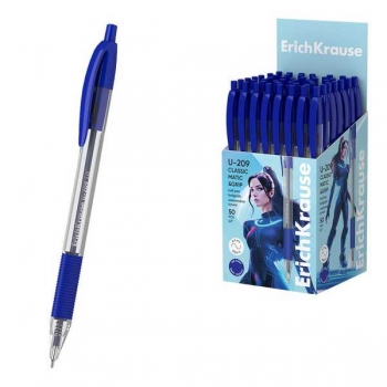 Ручка шариковая автоматическая ErichKrause U-209 MaticGrip Classic, 1.0, игольч. узел, одноразвая, синяя арт.47578