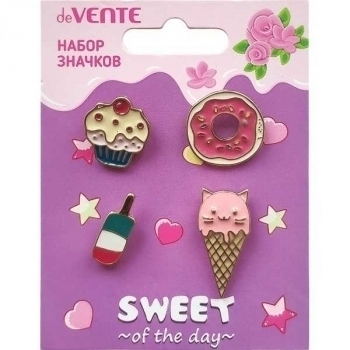 Набор значков deVENTE Sweet эмалированные, 4 шт на карточке 7,0x9,5см, арт.8092107