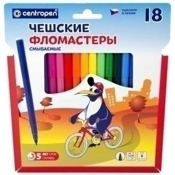 Фломастеры 18цв. ПИНГВИНЫ (смываемые) в карт.уп.  арт.7790 1886