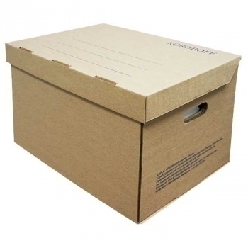 Бокс архивный из гофр. картона (450х340х295) Koroboff БУРЫЙ с крышкой арт.Бокс_Koroboff_450x340x295