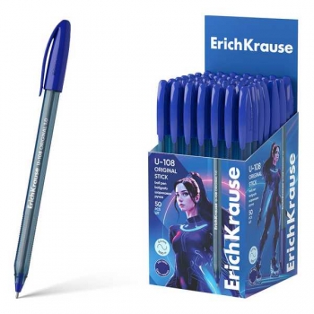 Ручка шариковая ErichKrause U-108 Original Stick, 1.0мм, игольч. узел, одноразовая, синяя арт.47595