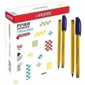 Ручка шариковая deVENTE Triolino Sun, 0.7мм, игольч. узел, Speed Pro, трехгран. корп., синяя арт. 5073832