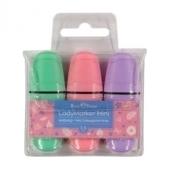 Маркеры-выделители Bruno Visconti LadyMarker Mini (1-5мм) набор 3шт.(мятный, розовый, сиреневый) арт.22-0066