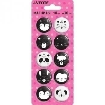 Магниты для доски deVENTE Animal faces 3 см 10шт, карт. блистер, арт.6021100