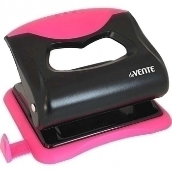 Дырокол (20 л) deVENTE MonoChrome пластик, с линейкой, в карт. кор., черный с неоновым розовым арт.4020007