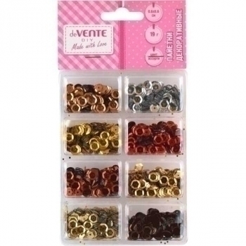 Пайетки для декоративных работ deVENTE Круглые 19гр, 6х6 мм, ассорти, в пласт.пакете с подвесом, арт. 8001043
