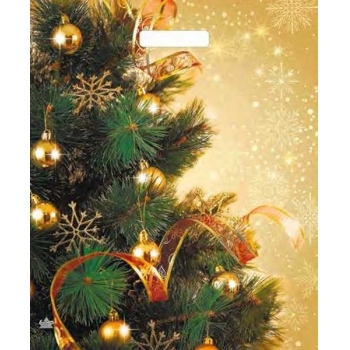 Мешок  новогодний 45х38см ПВД 60мкм ламинированный с вырубной ручкой, Золотое настроение арт.н00205682