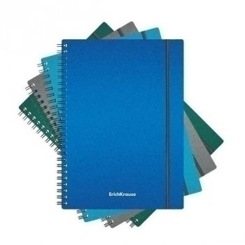 Тетрадь А5 80л в клетку на спирали ErichKrause Ice Metallic, пластиковая обложка, на резинке, ассорти арт.50167