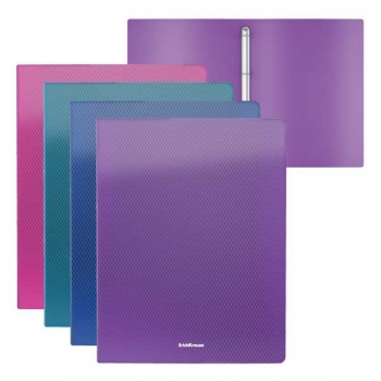 Папка А4 на 4 кольцах 24мм пластик. ErichKrause Diagonal Vivid ассорти арт.47134