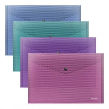 Папка-конверт А4 на кнопке ErichKrause Glossy Vivid, 180мкм, полупрозрачная, ассорти арт.50314