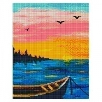 Алмазная мозаика 40*50см Лодка на рассвете арт.VD279