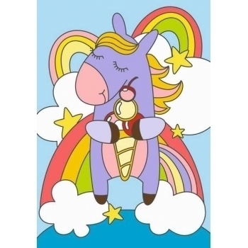 Набор для рисования по номерам, картина 20х28,5 см для малышей Радужный единорожка арт.Ркн-053