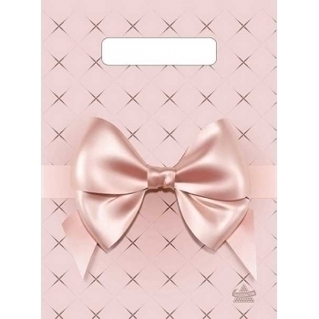 Мешок 25х19см ПВД 30мкм с вырубной неукрепленной ручкой, Персиковый бант арт.н00213004