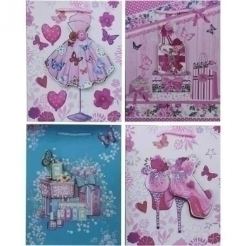 Пакет подарочный 26x32x10 см бумажный deVENTE Glamour 210 г/м2, ассорти 4 цв, арт. 9041178