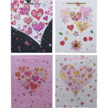 Пакет подарочный 18x23x8 см бумажный deVENTE Hearts 210 г/м2, ассорти 4 цв, арт. 9041192
