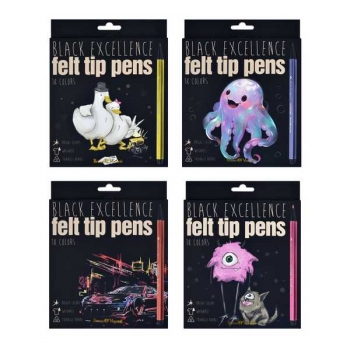 Фломастеры Bruno Visconti 18цв BLACK EXCELLENCE, 4 вида, в картонной уп.  арт.32-0056