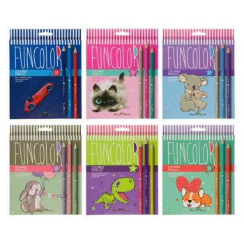 Карандаши Bruno Visconti   24цв FUNCOLOR пластиковые, трехгранные, 6 видов, в картонной уп. арт.30-0062