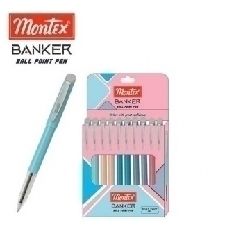 Ручка Montex шариковая Banker с син. cтержнем, мет. клип, корпус ассорти арт.Banker