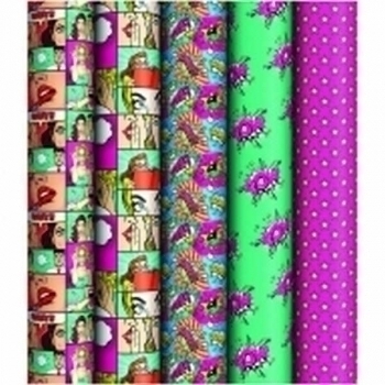 Бумага подарочная 70*100см, Pop art в рулонах, 90 г/м2, 1 лист, глянцевая, ассорти арт.М100_40609
