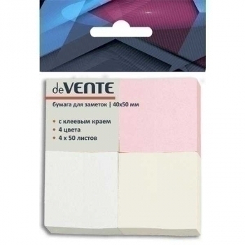 Клейкая бумага д/заметок deVENTE (40*50мм) 50л, 4 пастельных цвета арт.2010345