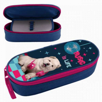 Пенал мягкий корпусный 210х85х50, с откидной планкой арт.ПМК 24-20 Щенок с наушниками