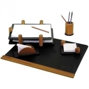 Набор настольный из дерева Delucci, 5 предметов, светлое/черное дерево арт.MBn_05213